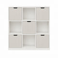 Würfelregal mit 5 Türen Weiß Beige Spanplatte 90 x 30 x 90 cm