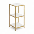 Standregal Goldfarben Stahl und MDF in Marmoroptik rechteckig 40 x 30 x 90 cm