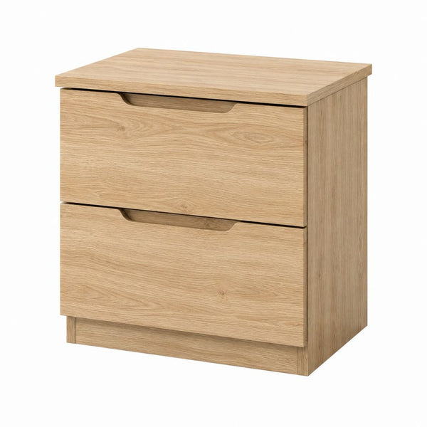 Nachttisch mit 2 Schubladen Eiche hell Spanplatte rechteckig 60 x 40 x 60 cm