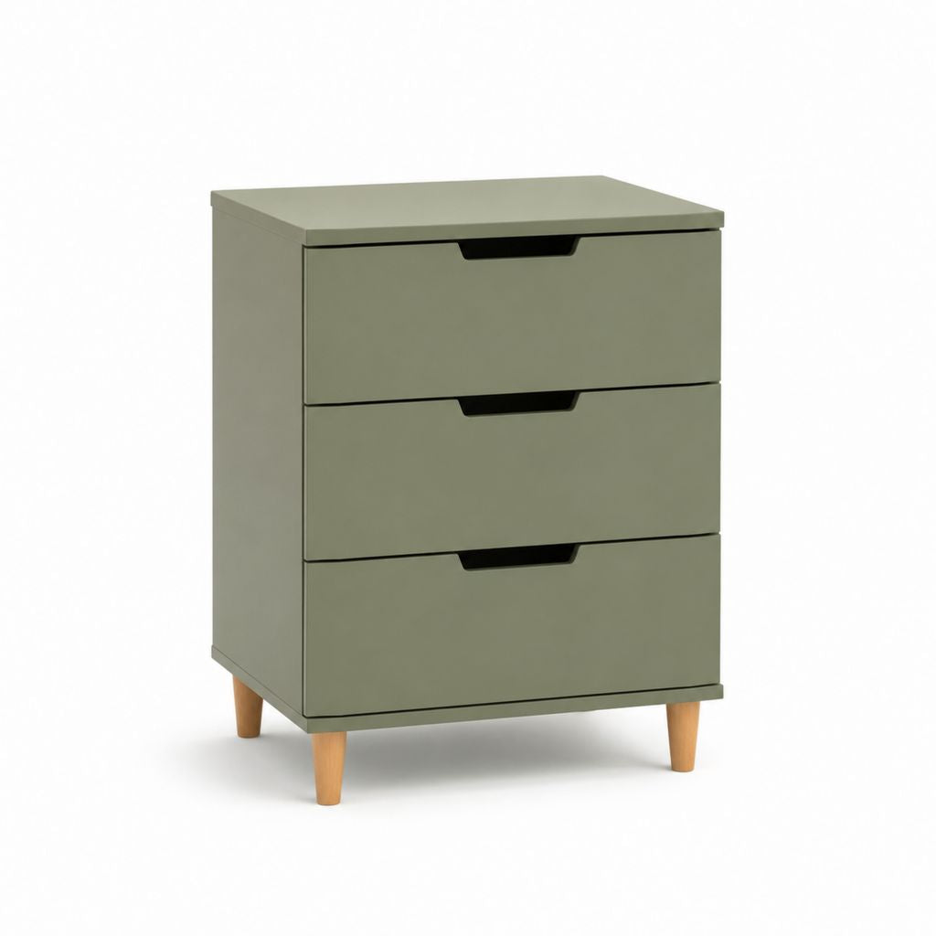 Nachttisch mit 3 Schubladen Olivgrün MDF rechteckig 60 x 40 x 75 cm