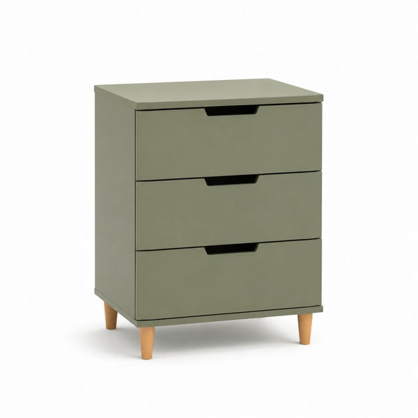 Nachttisch mit 3 Schubladen Olivgrün MDF rechteckig 60 x 40 x 75 cm