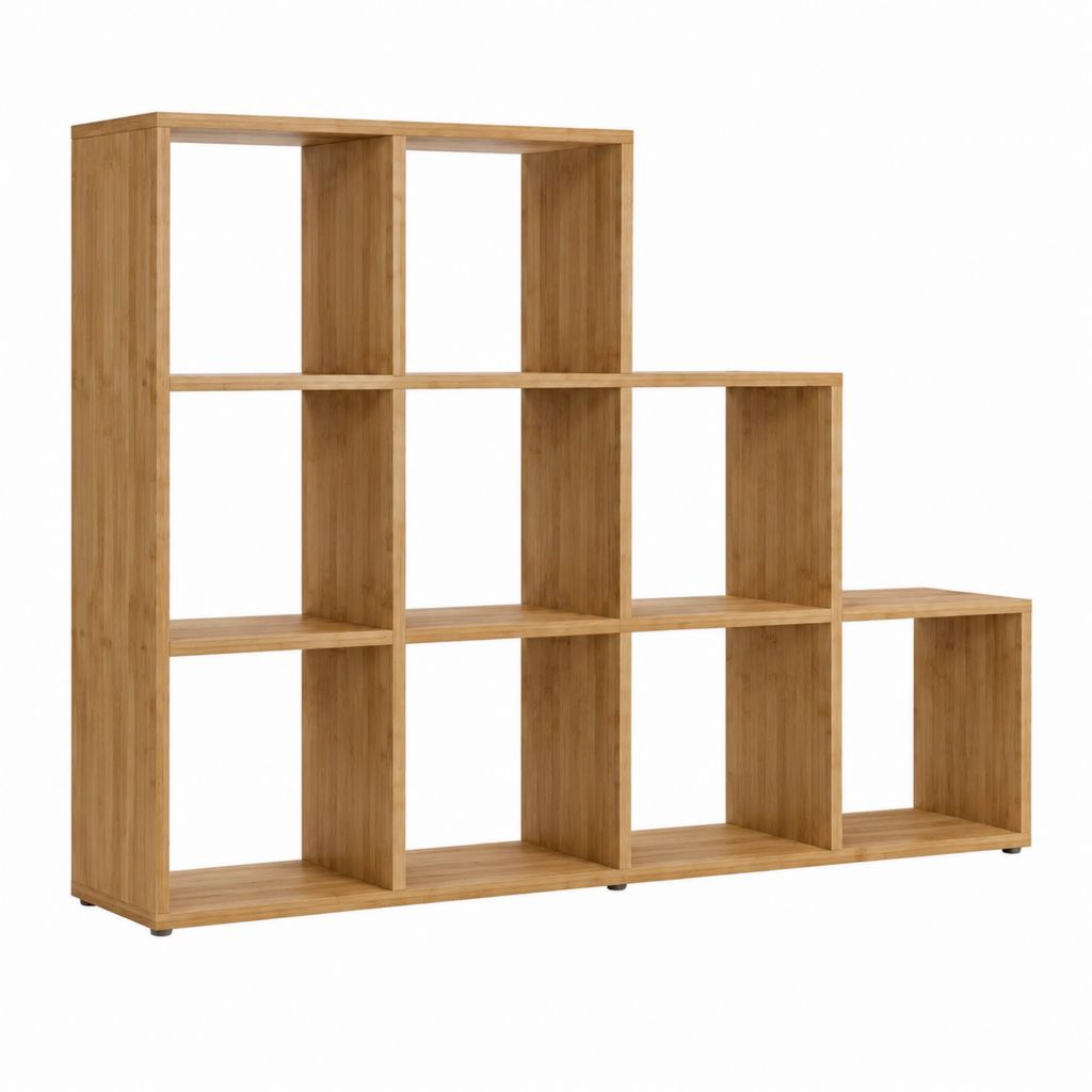 Bücherregal Treppenregal Natur aus massivem Bambus 120 x 30 x 120 cm