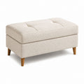 Fußhocker Creme Bouclé-Polyester Rechteckig 70 x 60 x 44 cm