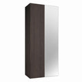 Kleiderschrank 2-türig Dunkelbraun mit Spiegeltür aus Spanplatte 80 x 52 x 200 cm