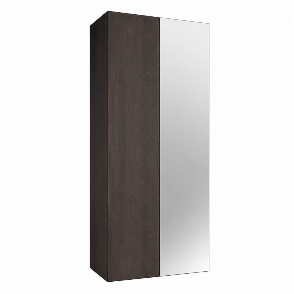 Kleiderschrank 2-türig Dunkelbraun mit Spiegeltür aus Spanplatte 80 x 52 x 200 cm