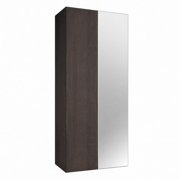 Kleiderschrank 2-türig Dunkelbraun mit Spiegeltür aus Spanplatte 80 x 52 x 200 cm