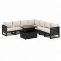 Gartenlounge Ecksofa Set L-förmig Schwarz Aluminium Beige Polyester 260 x 260 x 65 cm