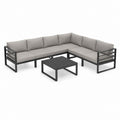 Gartenlounge-Set Ecksofa mit Couchtisch Grau Stahl Polyester 250 x 250 x 70 cm
