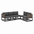 5-teiliges Gartenlounge Set Anthrazit Stahl Polyester L-Form 280 x 210 x 70 cm