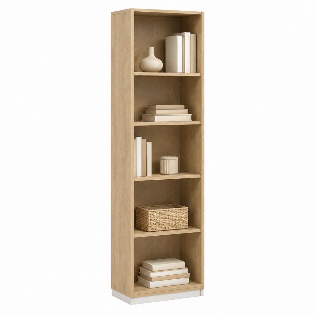 Bücherregal Eiche hell aus melaminharzbeschichteter Spanplatte rechteckig mit 5 offenen Fächern 180 x 60 x 30 cm