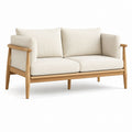 2-Sitzer Gartensofa Beige aus Akazienholz mit Polyesterbezug 140 x 75 x 78 cm