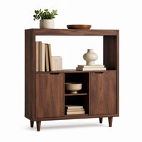 Bücherregal mit Schranktüren Walnussbraun Spanplatte rechteckig 90 x 35 x 120 cm