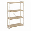 Bücherregal Standregal 4 Ablagen Eiche-Optik Stahl Silber 80 x 30 x 160 cm