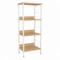 Bücherregal Weiß Eiche-Optik Stahl MDF rechteckig 60 x 35 x 160 cm mit 4 Ablagen