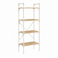 Bücherregal Standregal Naturweiß Stahl Bambus 80 x 40 x 180 cm mit 4 Ablagen