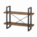 Standregal rechteckig Braun Schwarz aus Spanplatte und pulverbeschichtetem Stahl 100 x 30 x 80 cm mit 2 Ablagen